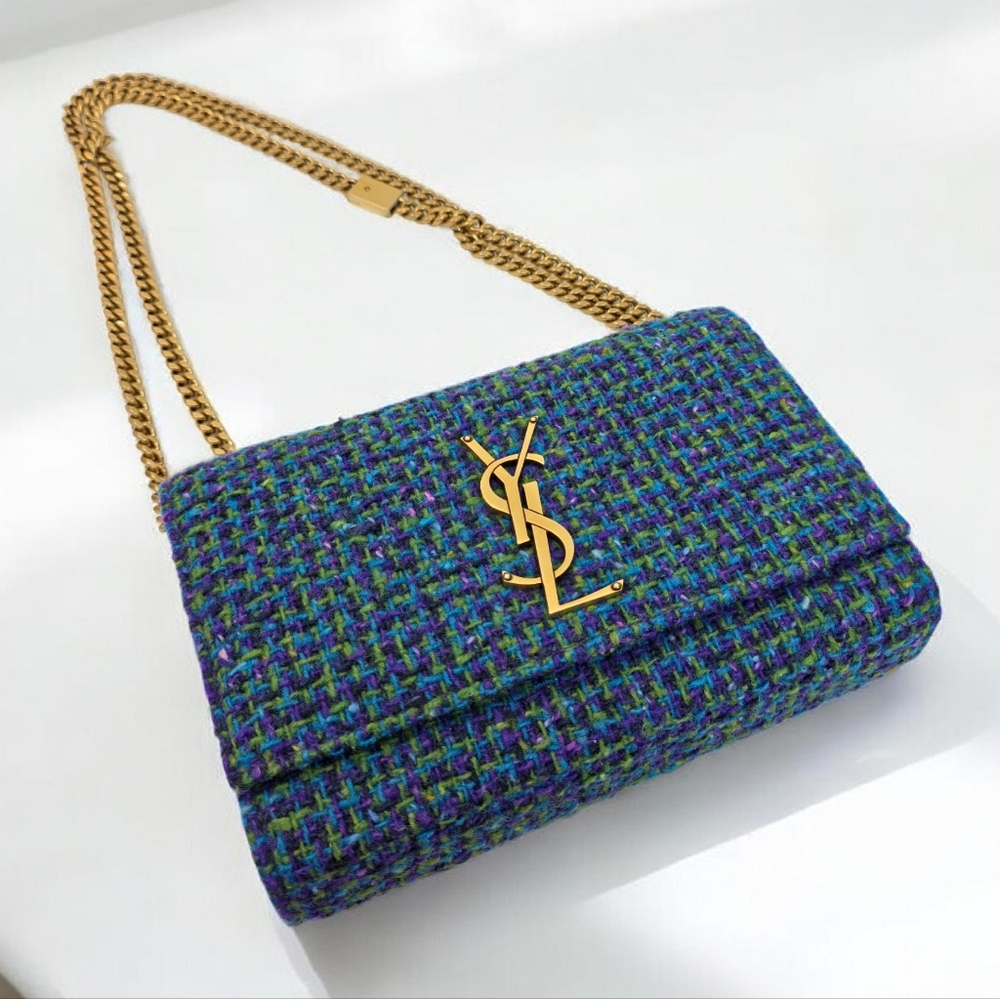 ✨️Authentic Saint Laurent Kate Small Chain Bag in Blue tweed  - Picture 14 of 16
